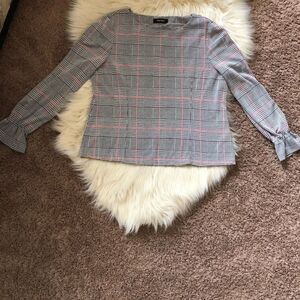 Nine West Prince of Wales patten bell sleeved blouse sz XL